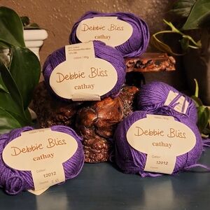 Debbie Bliss Cathay Yarn - Purple, Lot Of 4 Plus Bonus